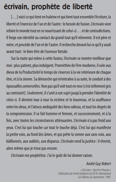 Écrivain, prophète de liberté